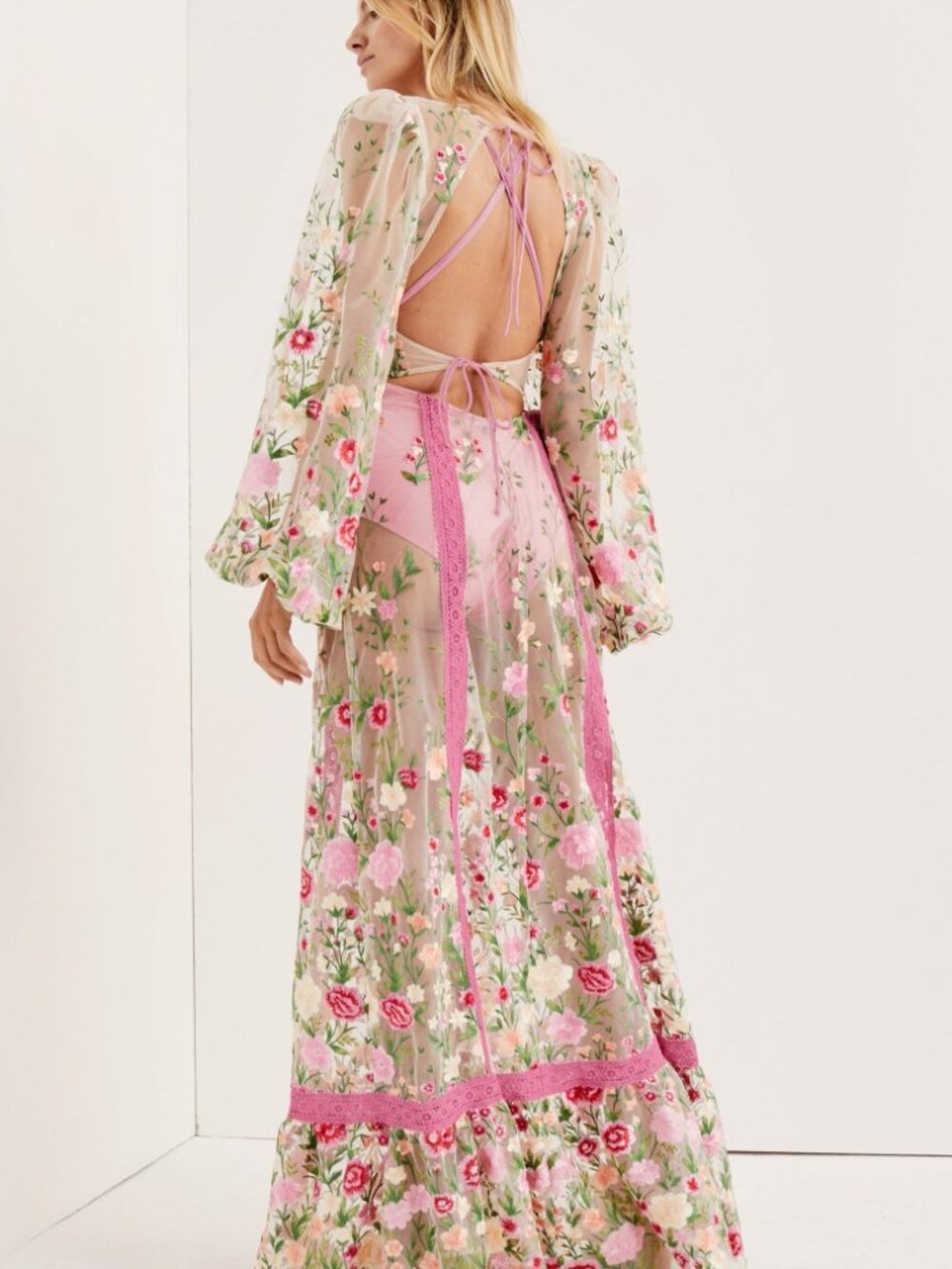 For Love & Lemons Luna Maxi Dress XS / Pink - Picture 6 of 6